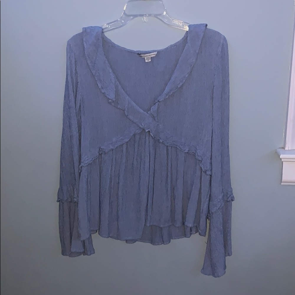 Blue flowy top